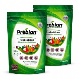 Prebian Probióticos y Prebióticos en Polvo Soluble Sin Sabor, 2 Piezas 900g