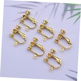 jojofuny 12pcs Clip Earring Components for Non Pierced Ears Golden with Hole Lightweight and Durable Jewelry Findings for Women and Easy to Use for Daily Wear and Parties