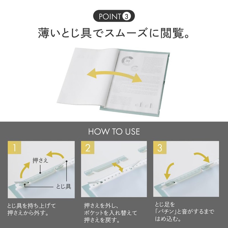 Lihit Lab N2421-14 Bi-Fold, Clear Book, Interchangeable Pockets, Mutual A5/A4,