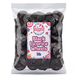 Black Licorice Wheels Candy 1 lb Bulk Bag Soft Chewy Gourmet Spirals Classic Flavor Fresh. Perfect for Snacking Sharing Buffets