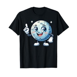 Cartoon Moon Character Smiling And Pointing Upwards For Kids T-Shirt