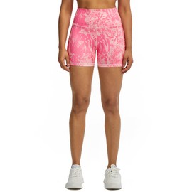 Tuspryt Women's Sports Shorts, Opaque Short Jogging Bottoms with Pockets, Pink print