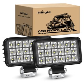 Nilight 4.4 Inch Square Utility LED Work Light W/Integrated Toggle Switch, 2PCS 36W 150° Flood Lamp for Offroad Heavy Equipment Vehicles Truck Tractor Golf Cart Boat ATV UTV