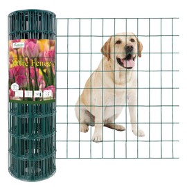 FOREHOGAR Green PVC Coated Welded Wire Fence 24 Inch x 50 Foot, 2 Inch x 3 Inch 16GA, Garden Border Fencing Roll Vinyl Coating Metal Wire Mesh for Yard Vegetable Plant Protection Poultry Netting