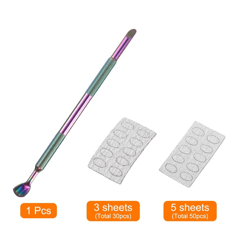 sourcing map Cuticle Pusher Dual Sided, Spoon-Shaped Metal Nail Cuticle