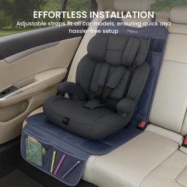 Lulyboo Car Seat Protection for Baby Carseat - Front & Rear Facing Kick Mat Seat Protector Denim (DSP 001)