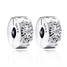 MGIUL Sparkling Sun Clip Charms 2 Pieces Pendant for Bracelets Necklaces 925 Sterling Silver Pendant Beads Jewellery Gift for Women, Silver, Zircon