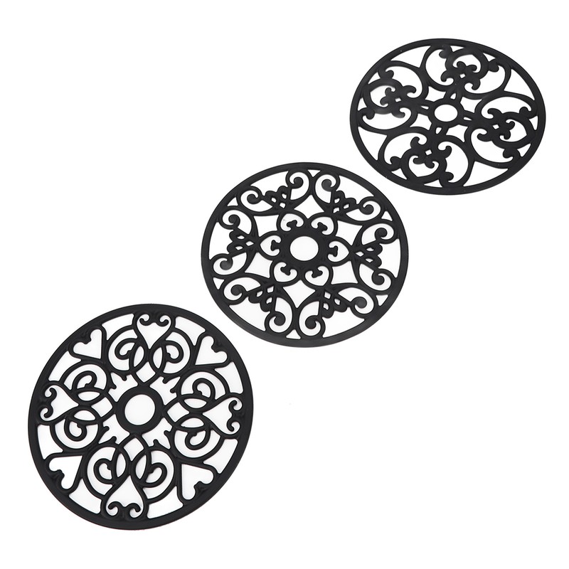 3pcs Modern Kitchen Trivets Waterproof Hollow Carved High Temperature Resistance