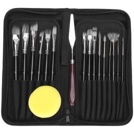 Paint Brushes Set Nylon Gouache Acrylic Oil Painting Sponge Storage Bag Art Supplies Black