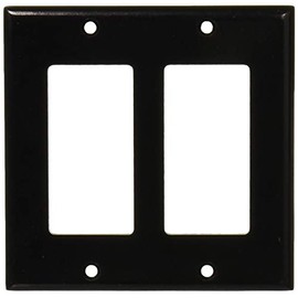 Leviton 80409-E 2-Gang Decora/GFCI Device Decora Wallplate, Standard Size, Thermoset, Device Mount, Black, 25-Pack