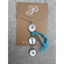 Plunder Design Trendy Fashion Jewelry Silver Christmas Snowman Scarf 🧣 Necklace