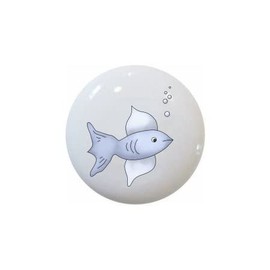 FISH DESIGN #2 - Flippin' Out Whimsical Sea - DECORATIVE Glossy CERAMIC Drawer PULL Dresser KNOB