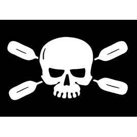 STICKER DAD Skull and Paddles Kayak Vinyl Decal - Size: 5", Color: White - Windows, Walls, Bumpers, Laptop, Lockers, etc.