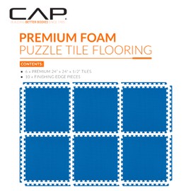 CAP Barbell 1/2-Inch Interlocking EVA Foam Exercise Puzzle Mats - 1 Pack | 24" x 24" x 1/2" | T Pattern - Blue