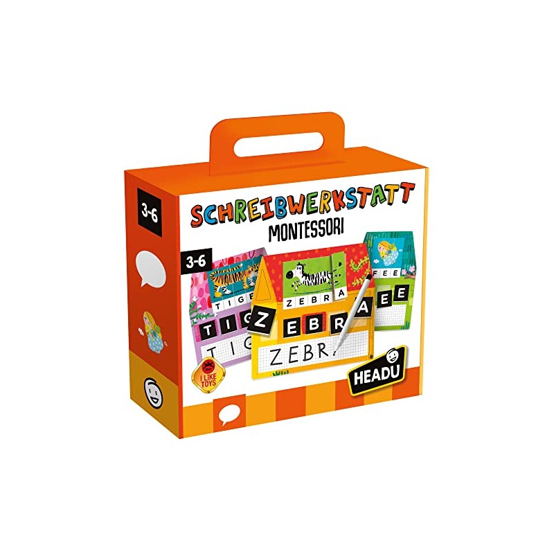 Headu DE52484 Writing Workshop Educational Game Montessori Orange