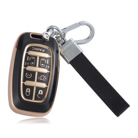 Tyifxom For Chrysler Pacifica 2017-2024 Car Key Fob Holder, Leather Key Chain Soft Case, For Voyager 2021-2024 Provides Protection (black)