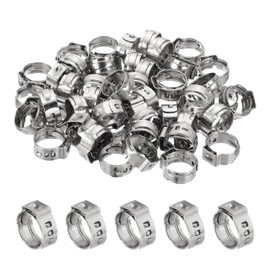 PATIKIL 3/8 Inch PEX Crimp Rings, 50 Pack Single Ear Hose Clamps Stainless Steel Cinch Crimp Ring Pinch Clamps for Pex Tubing Pipe Fitting Connections, Silver