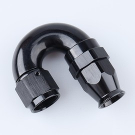 AC PERFORMANCE Black Aluminum 180 Degree -8 AN Female to AN8 Full Flow PTFE Hose End Fitting for Teflon Hose One-Piece Swivel Seal Fuel Hose Connectors