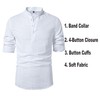 VANCOOG Men's Cotton Linen Shirts Long Sleeve Banded Collar Casual