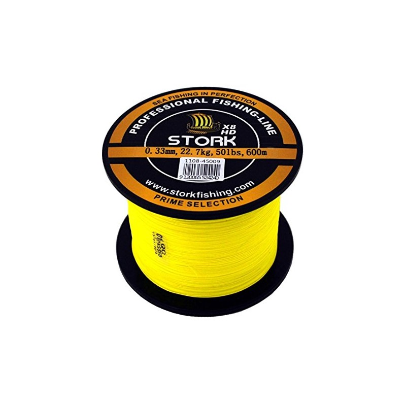 Stork HDx8, 8-Way Braided Premium Fishing Line 600 m (Yellow,