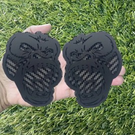 Badge Addictz Angry Gorilla Ape Emblem Badges Matte Black On Black Carbon Fiber Custom New