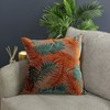 Paoletti Palm Grove Cushion Cover, Velvet, Teal/Rust, 50 x 50cm