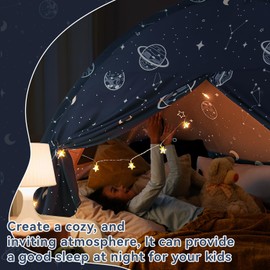 Bed Tent Twin, Space Play Canopy for Kids Boys, Bunk Canopy Tent for Toddler Bed, Galaxy Dome Playhouse Portable Sleeping Tents Indoor
