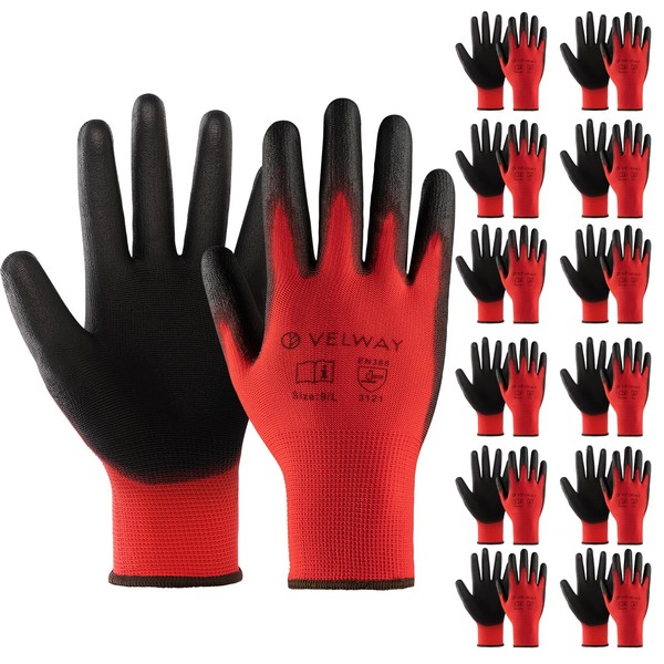 Velway 12 Pairs Safety Work Gloves - Firm Grip Gardening