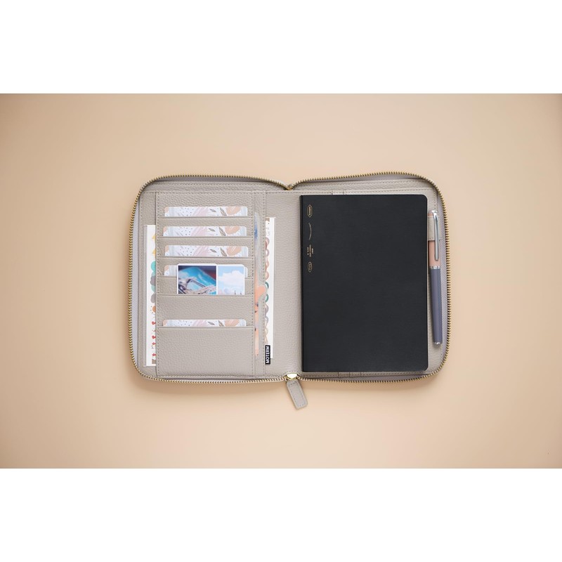 Moterm Zip Leather Case for Stalogy B6 Planner (Pebble Grey)