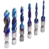 6pcs Spiral Tap Drill Bit Set Blue Plating Coating Hex