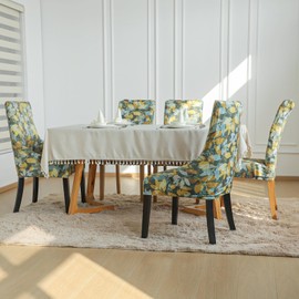 FORCHEER Wingback Dining Chair Covers Set of 2, Velvet Stretch Wing Back Chair Slipcover with Arms Low Side Washable (Velvet Fallen Leaves)