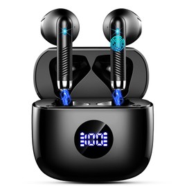 Jxrev Wireless Earbuds, Bluetooth Headphones HiFi Stereo, in Ear Earphones with ENC Noise Cancelling Mics, USB C Charging, Waterproof Headset with LED Display, Playback Ear Buds with Mini Case