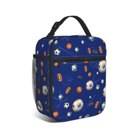 cuesr Football Lunch Box Kids Boys Insulated Cooler Thermal Cute Lunch Bag Tote for School