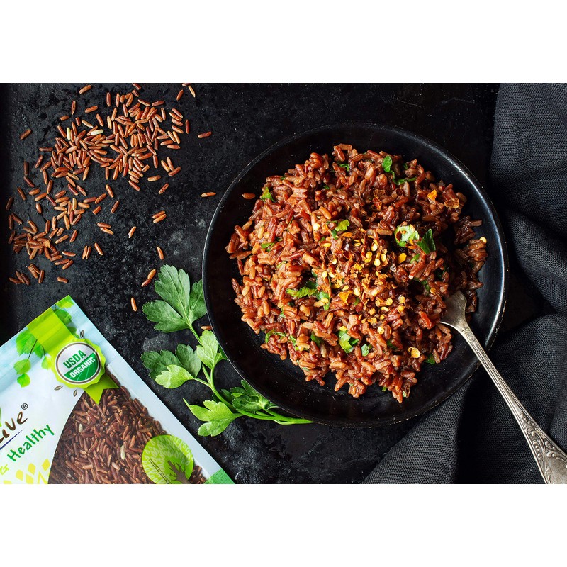Organic Red Rice, 5 Pounds - Non-GMO, Raw, Vegan, Bulk