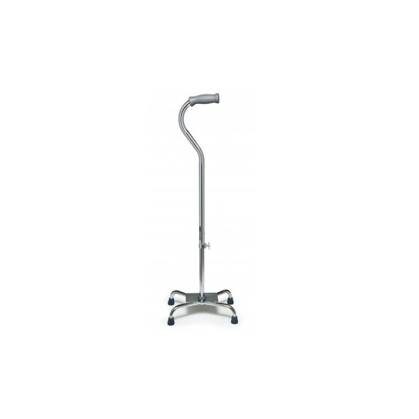 Lumex Silver Collection Low Profile Quad Cane, Aluminum, Standard Grip, 8" x 6" Small Base, 300 Lb Weight Capacity, Adjustable Mobility Aid, Pack of 4, 6141A