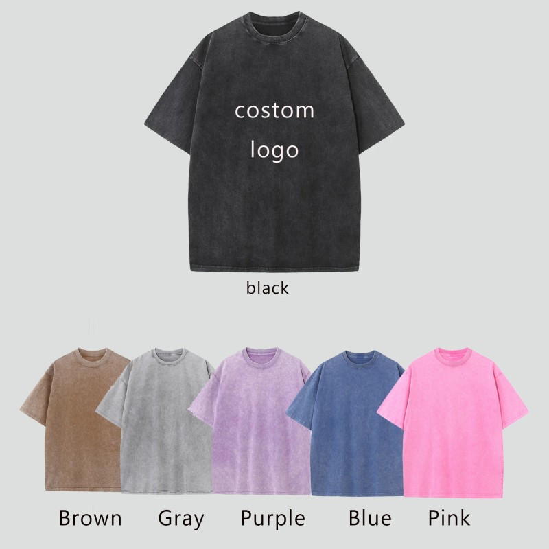 US Stock 100% Cotton Men's Washed T Shirt American Casual