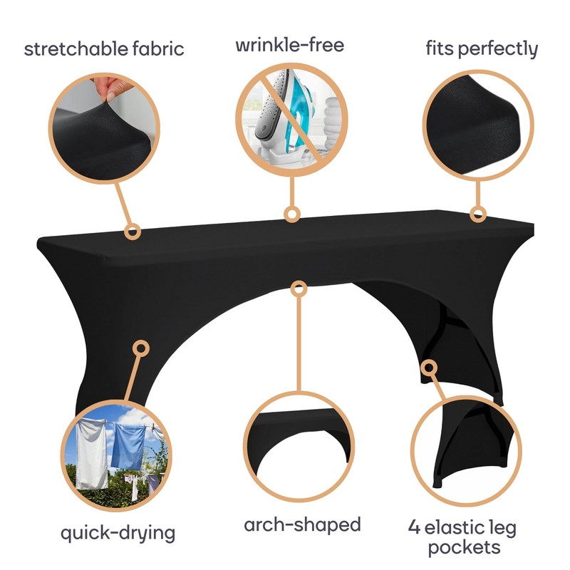 Perel Table Cover for Rectangular Table - Arched Black