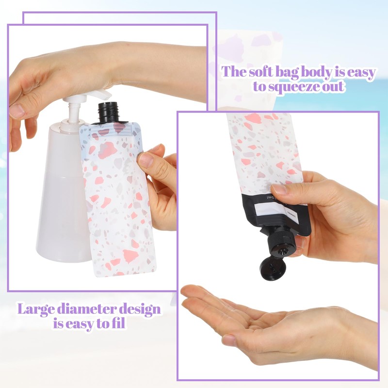 9PCS Travel Liquid Container Set - Refillable Travel Pouches for