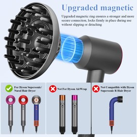 Fabmira 6-Inch Diffuser Attachment for Dyson Hair Dryers, Curl-Enhancing Large Diffuser Compatible with Dyson Supersonic Hair Dryer Attachment, Faster Drying Defines Curls for Waves Curls Coils Hair