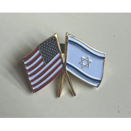 U.S. / Israel Crossed Flags Die Struck Soft Enamel Lapel Pin 1-1/4" Wide