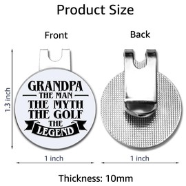 Hafhue Grandpa The Man The Myth The Golf Golf Ball Marker with Magnetic Hat Clip, Funny Golf Accessories and Golf Gifts for Men Dad Grandpa, Birthday for Golf Fan Golfer Golf Lovers