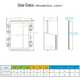 LeMotech Electrical Box, IP67 Waterproof Hinged Cover Stainless Steel Latch Junction Box, ABS Plastic Electrical Enclosure with Mounting Plate,Wall Brackets, Cable Glands,5.9"x3.9"x2.8",Grey