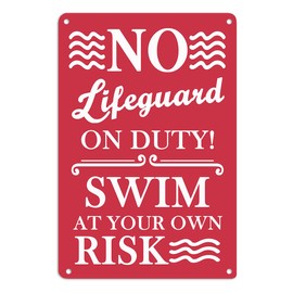 No Diving Pool Signs for Outside, Funny No Running Pool Rules Signs Outdoor, No Lifeguard On Duty Pool Sign, Warning Swim At Your Own Risk Tin Sign Decorations, Swimming Pool Water Park Beach Decor