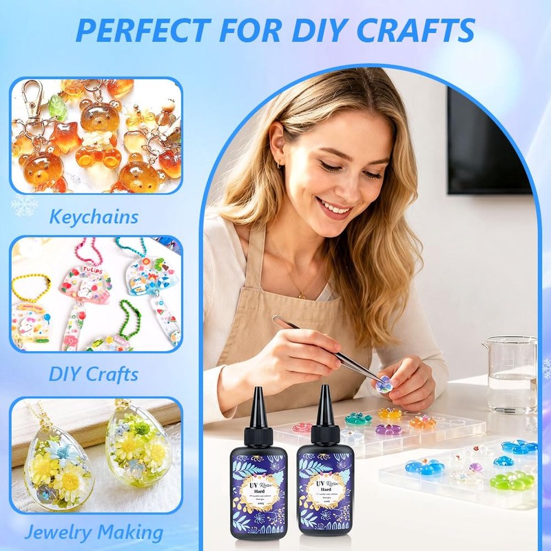 Adiwo UV Resin 100g, Crystal Clear Ultraviolet Resin, Fast Cure