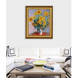 EliteArt-The Sunflowers By Claude Monet Giclee Art Canvas prints-Framed size:28"x 35"