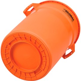 Global Industrial 32 Gallon Plastic Trash Can, Bright Orange, No Lid