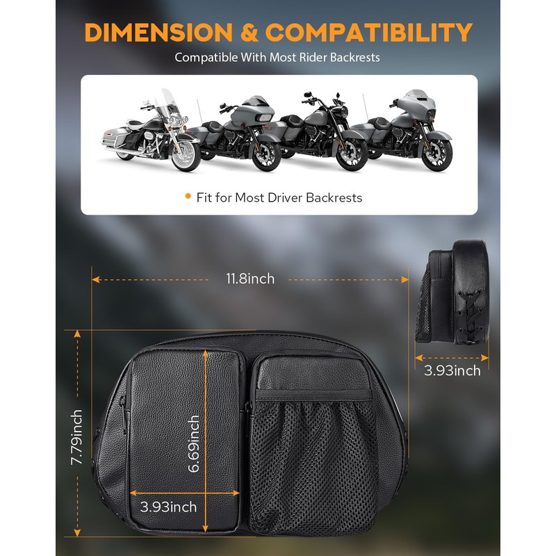 PBYMT Driver Rider Backrest Bag, Rider Backrest Organizer Bag, Driver