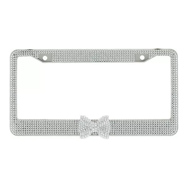 BLVD Clear 7 Rows Bling Diamond Crystal License Plate Frame