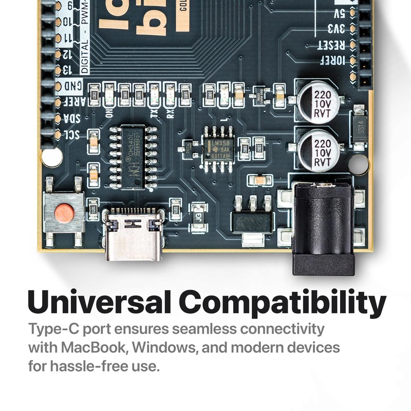 Lonely Binary UNO R3 Black Gold Edition Type-C Lead-Free ATmega328P