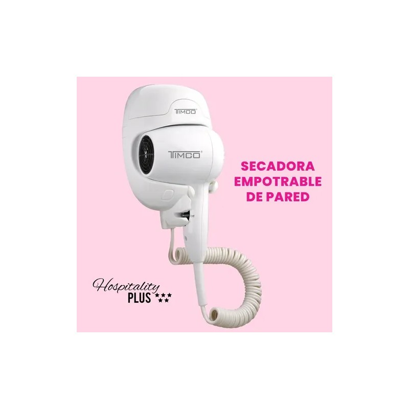 Secadora De Cabello Timco® Hotelera Para Pared Empotrable Ideal Para
